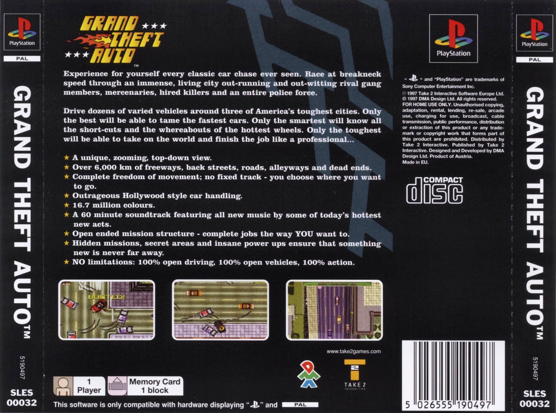 Contraportada de Grand Theft Auto · EU