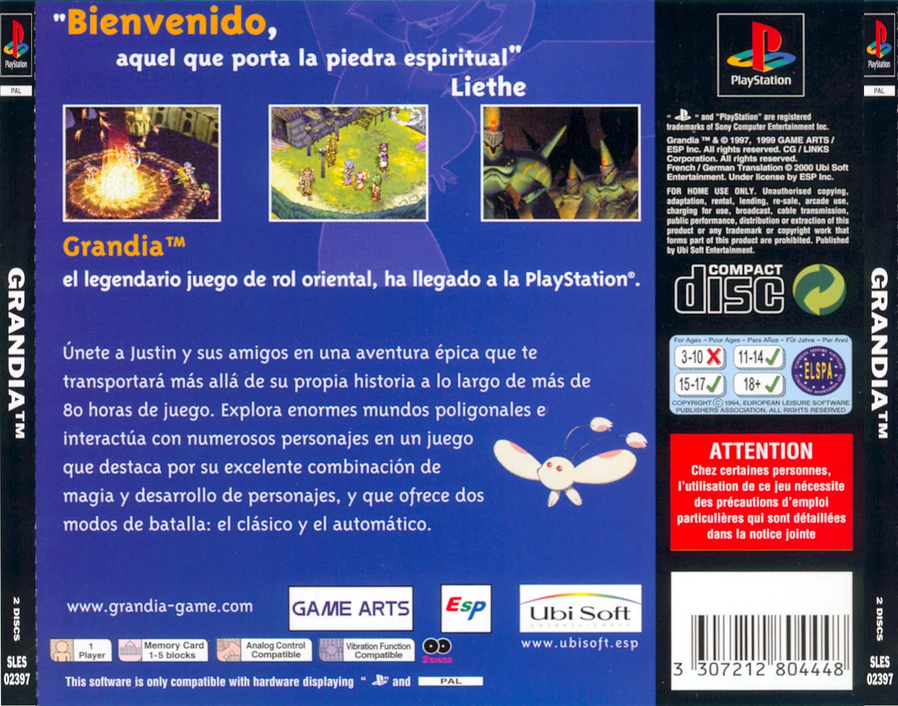 Contraportada de Grandia · ES