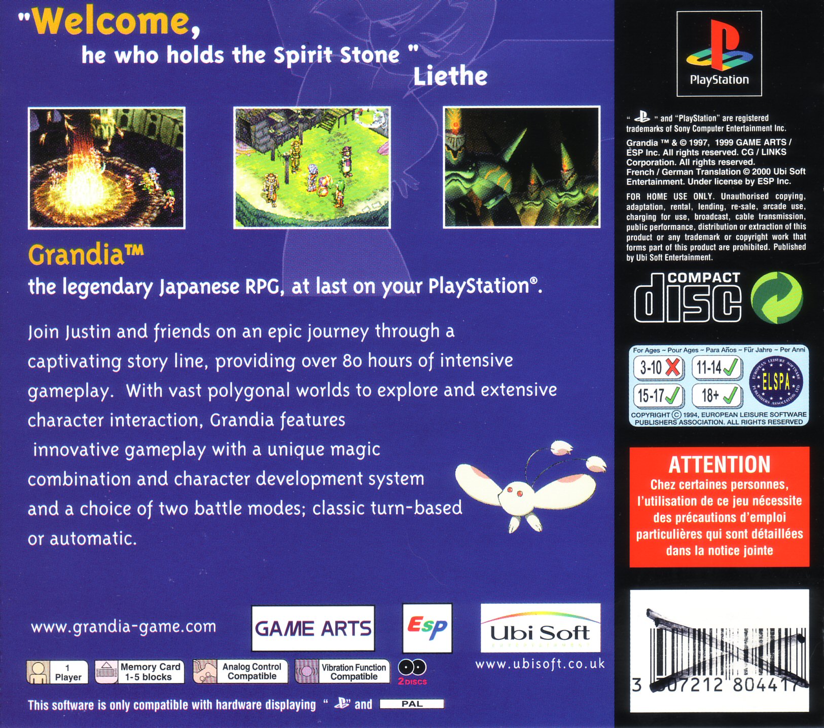 Contraportada de Grandia · EU