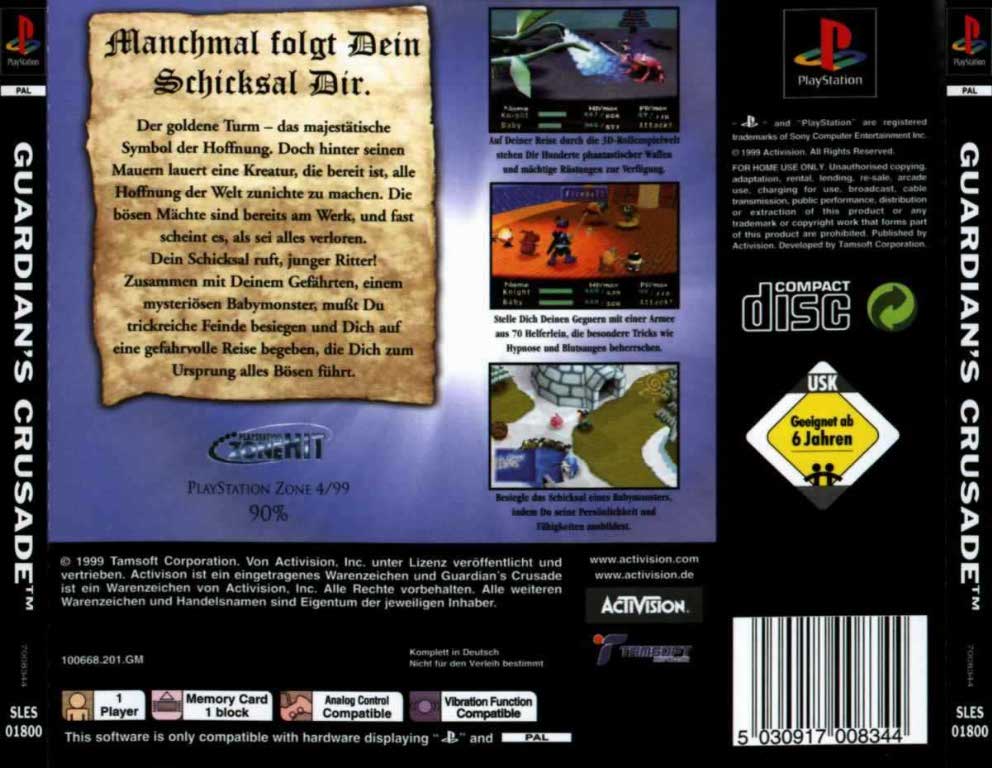 Contraportada de Guardian's Crusade · DE