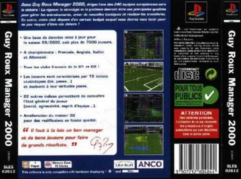 Contraportada de Guy Roux Manager 2000 · FR