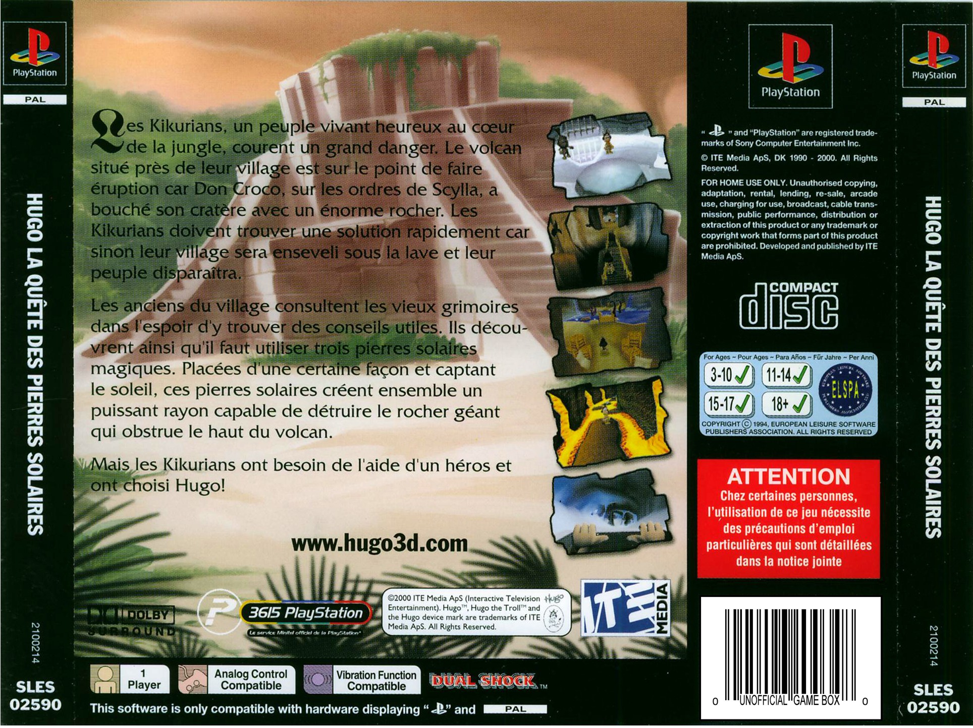 Contraportada de Hugo The Quest For the Sunstones · FR