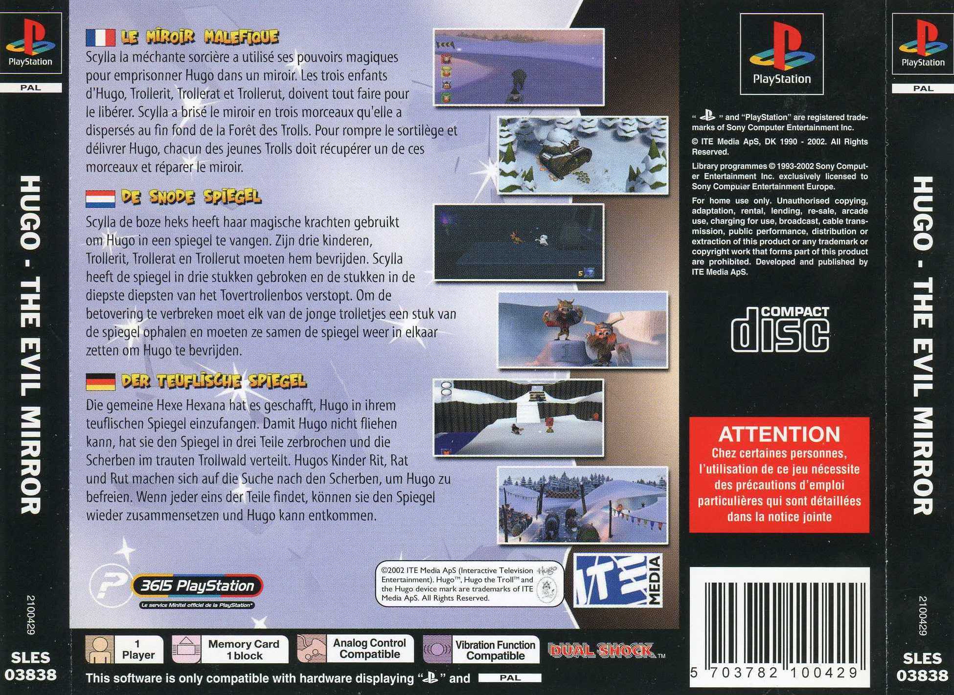 Contraportada de Hugo The Evil Mirror · EU