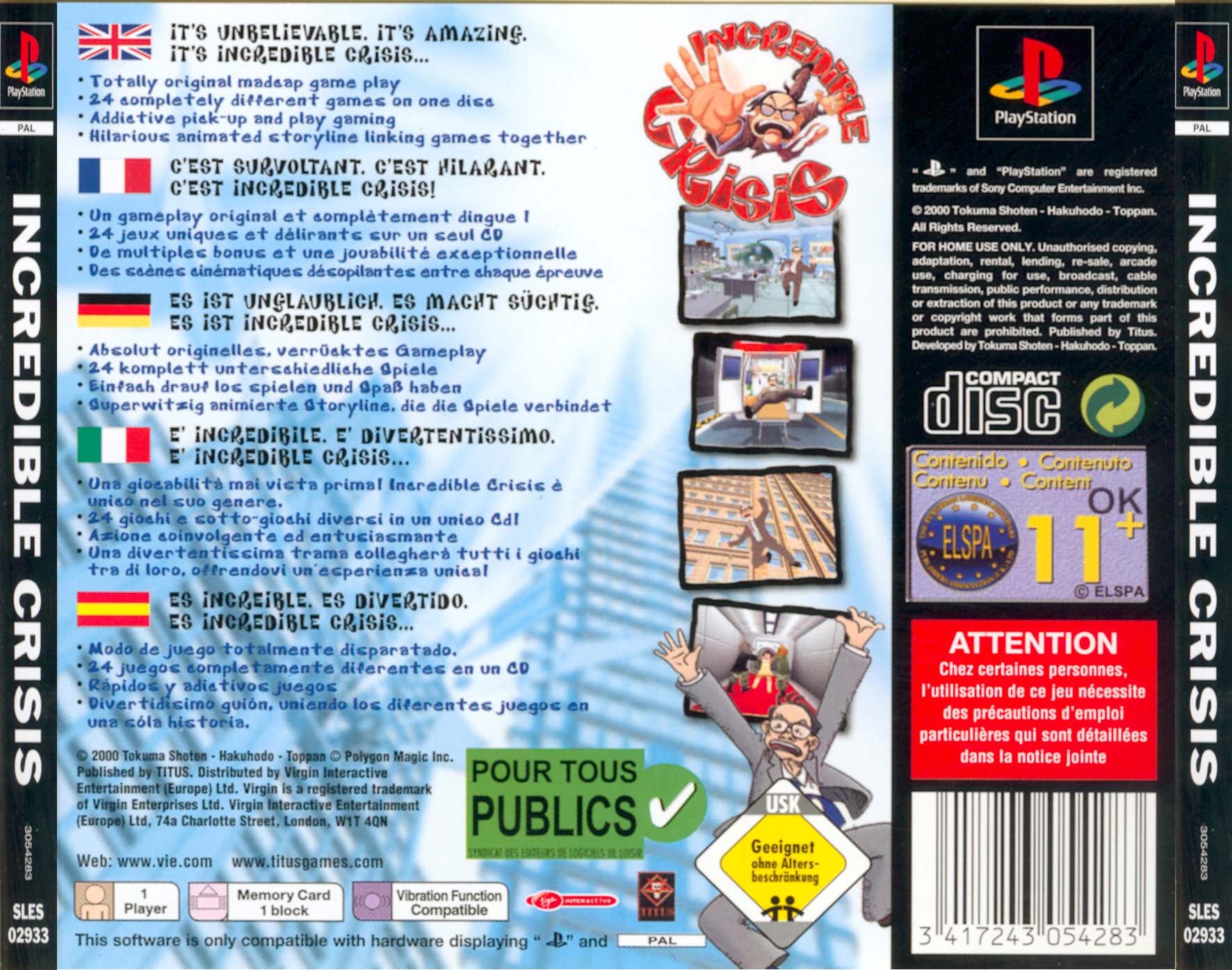 Contraportada de Incredible Crisis · EU