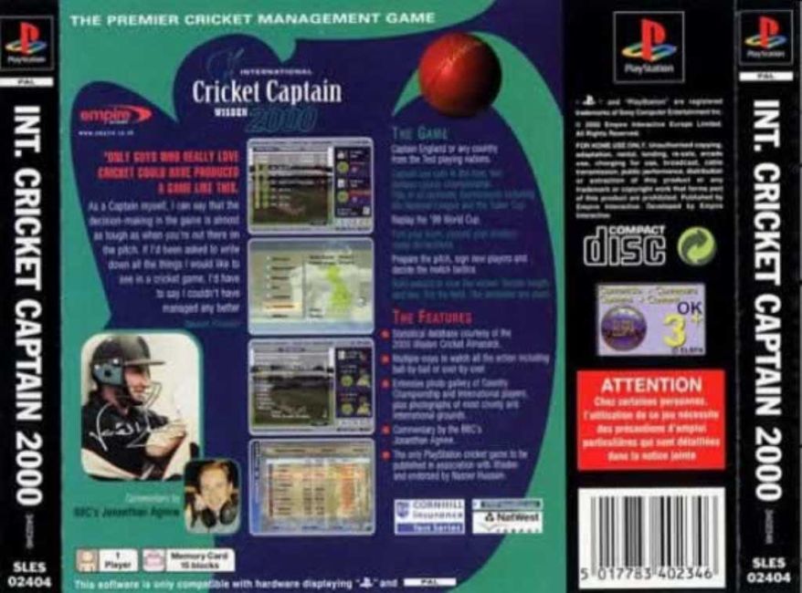 Contraportada de International Cricket Captain 2000 · EU