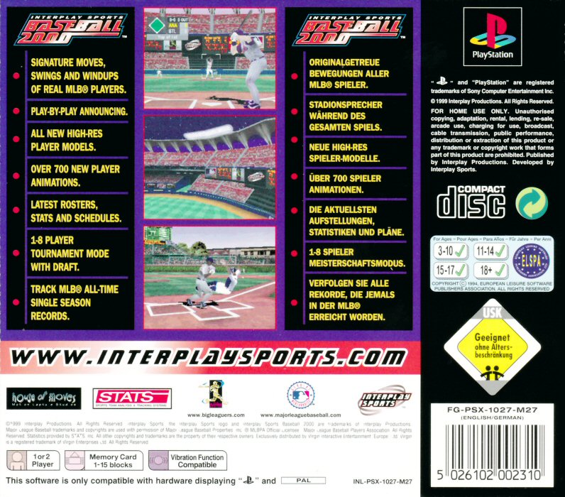 Contraportada de Interplay Sports Baseball 2000 · EU
