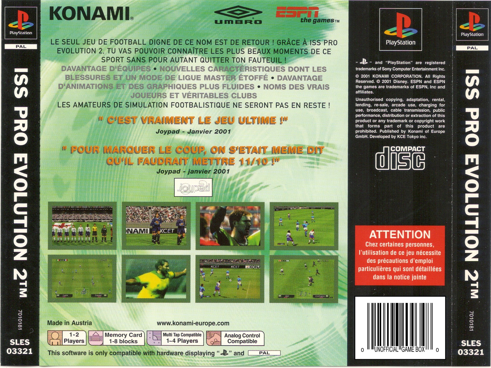 Contraportada de ISS Pro Evolution 2 · FR