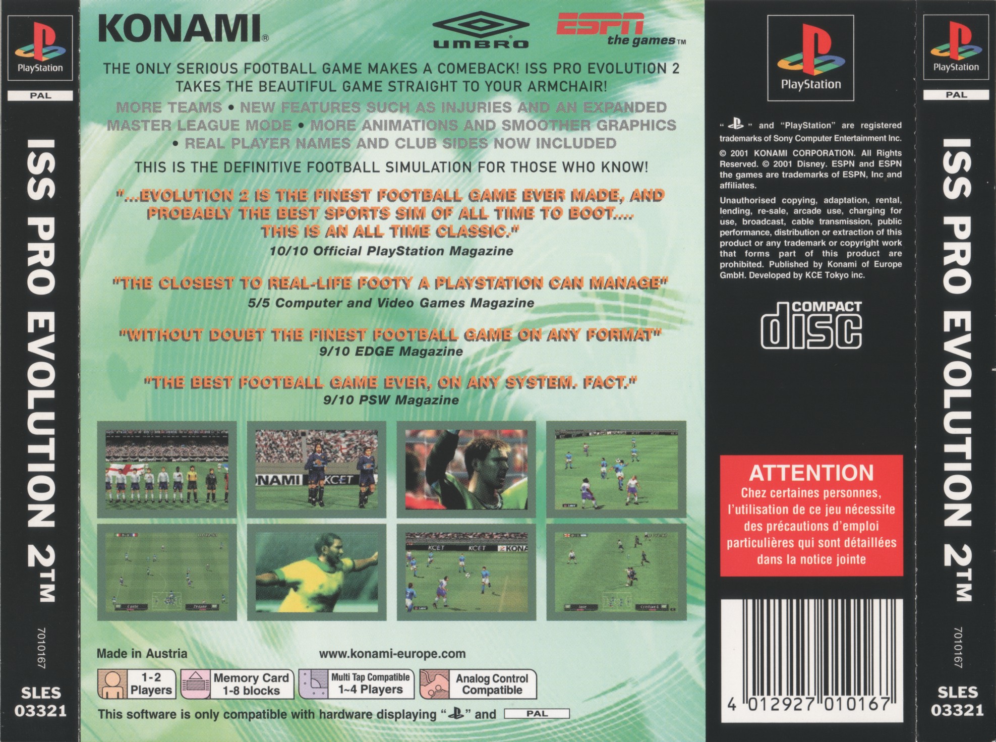 Contraportada de ISS Pro Evolution 2 · FR