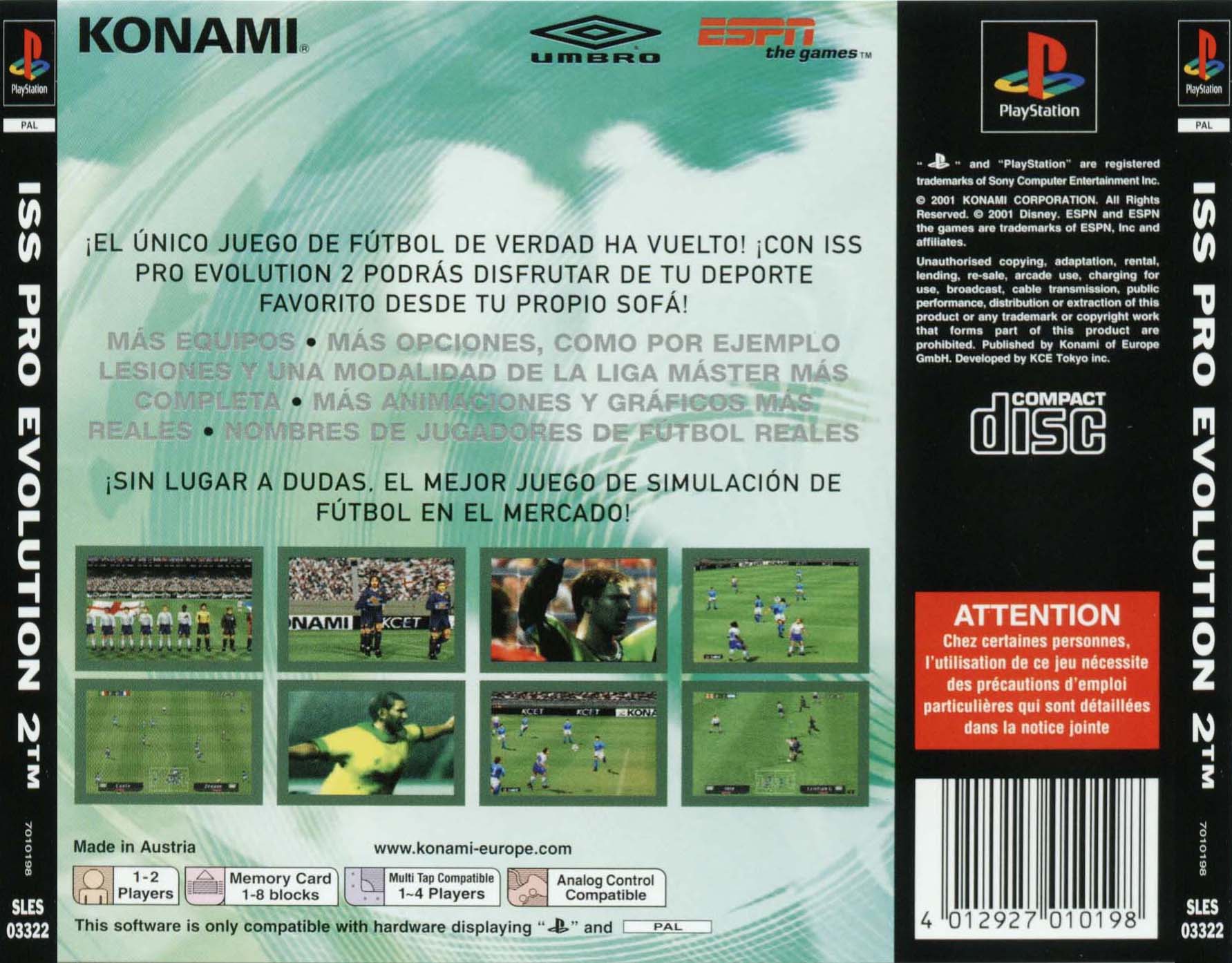 Contraportada de ISS Pro Evolution 2 · ES