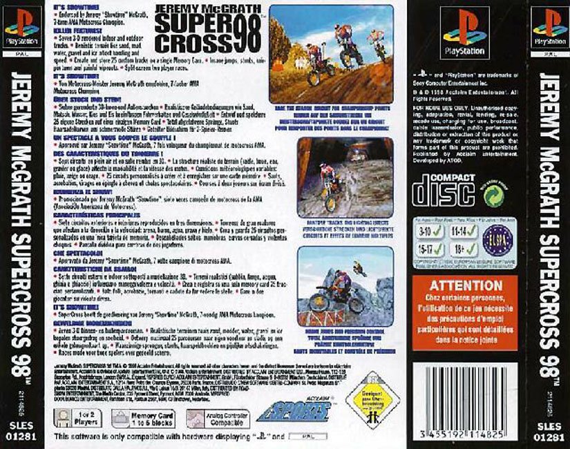Contraportada de Jeremy McGrath Supercross 98 · EU