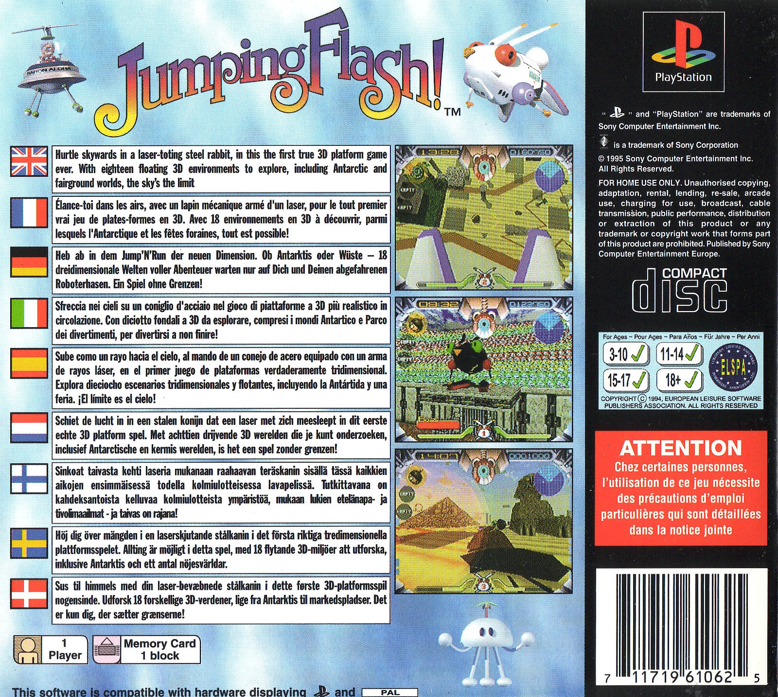 Contraportada de Jumping Flash · EU