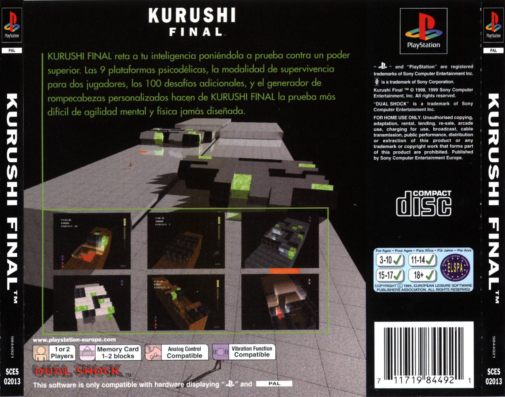 Contraportada de Kurushi Final · ES