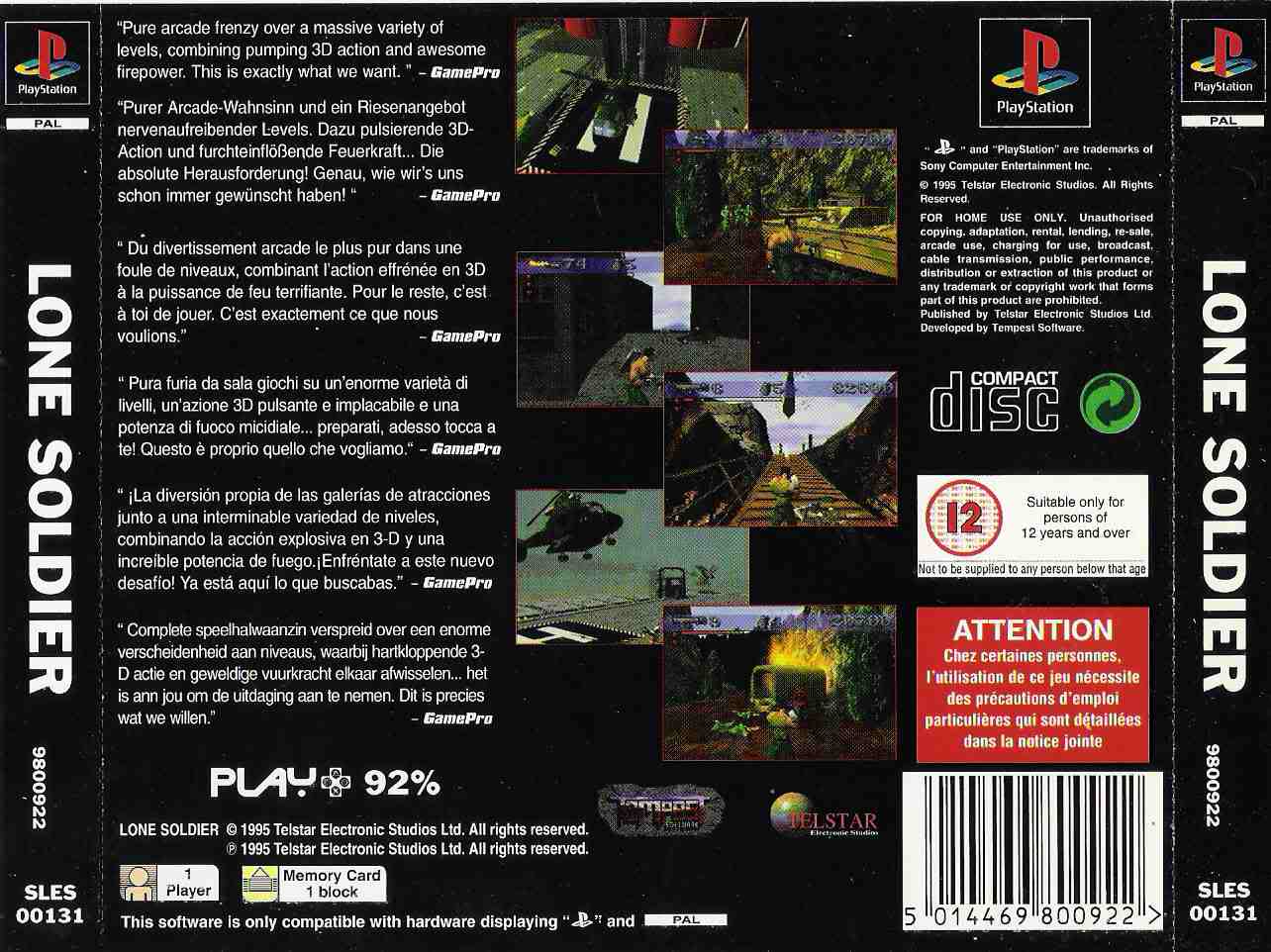 Contraportada de Lone Soldier · EU