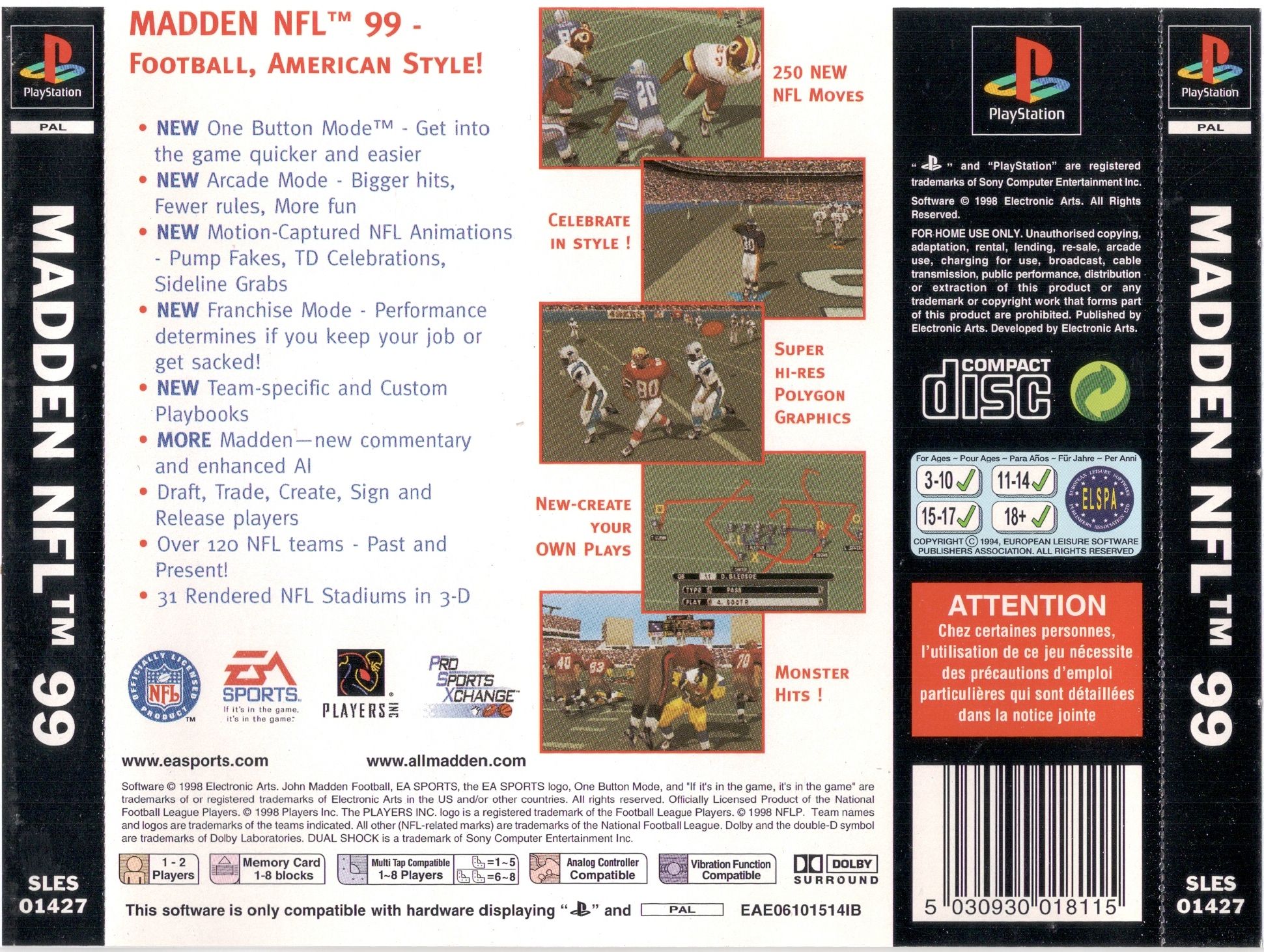 Contraportada de Madden 99 · EU