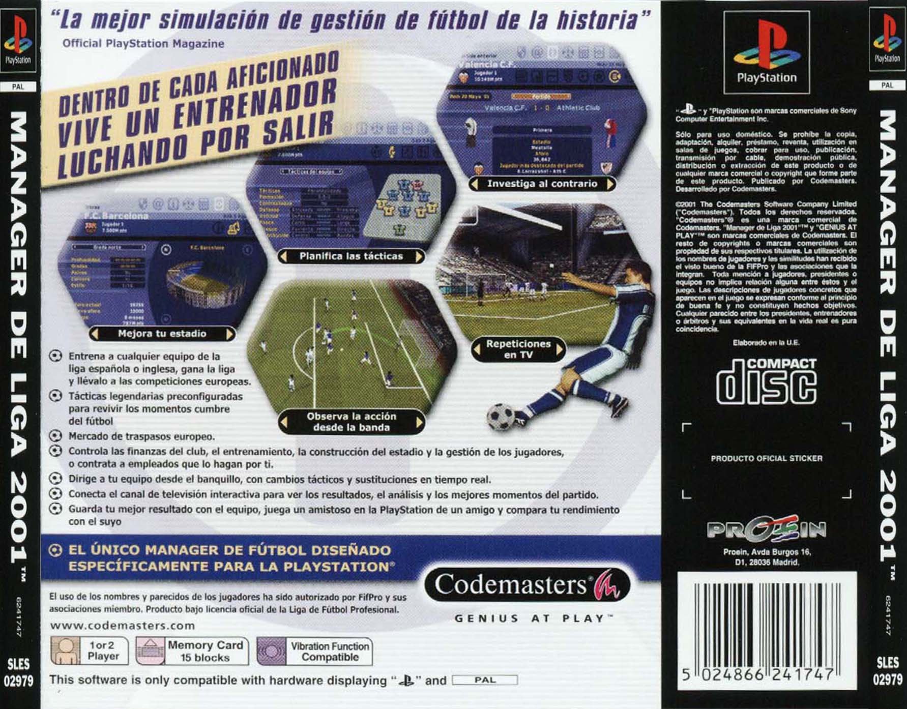 Contraportada de Manager de Liga 2001 · ES