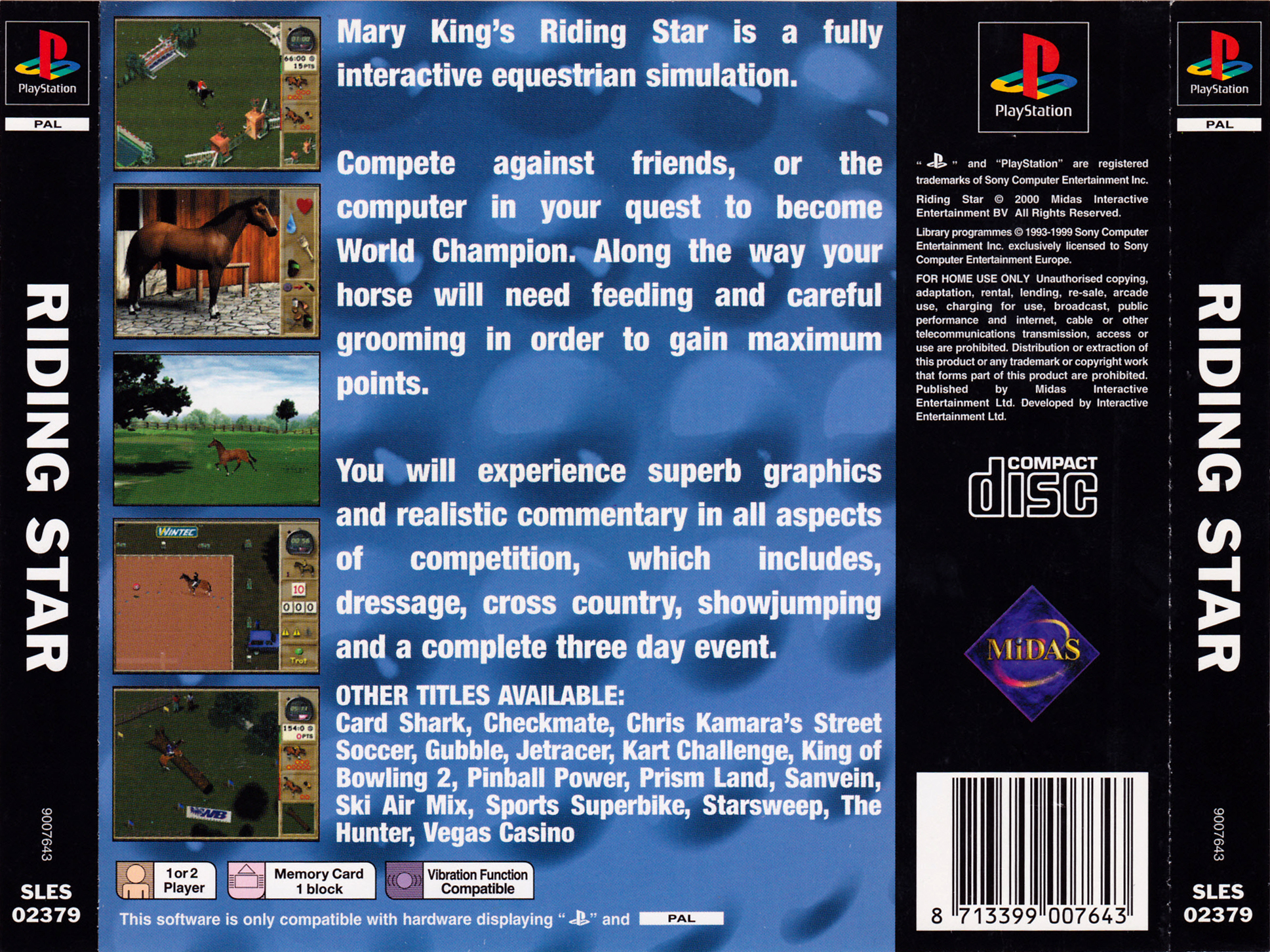 Contraportada de Mary King's Riding Star · EU