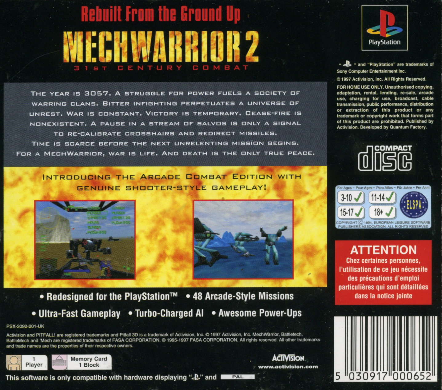 Contraportada de MechWarrior 2 · EU