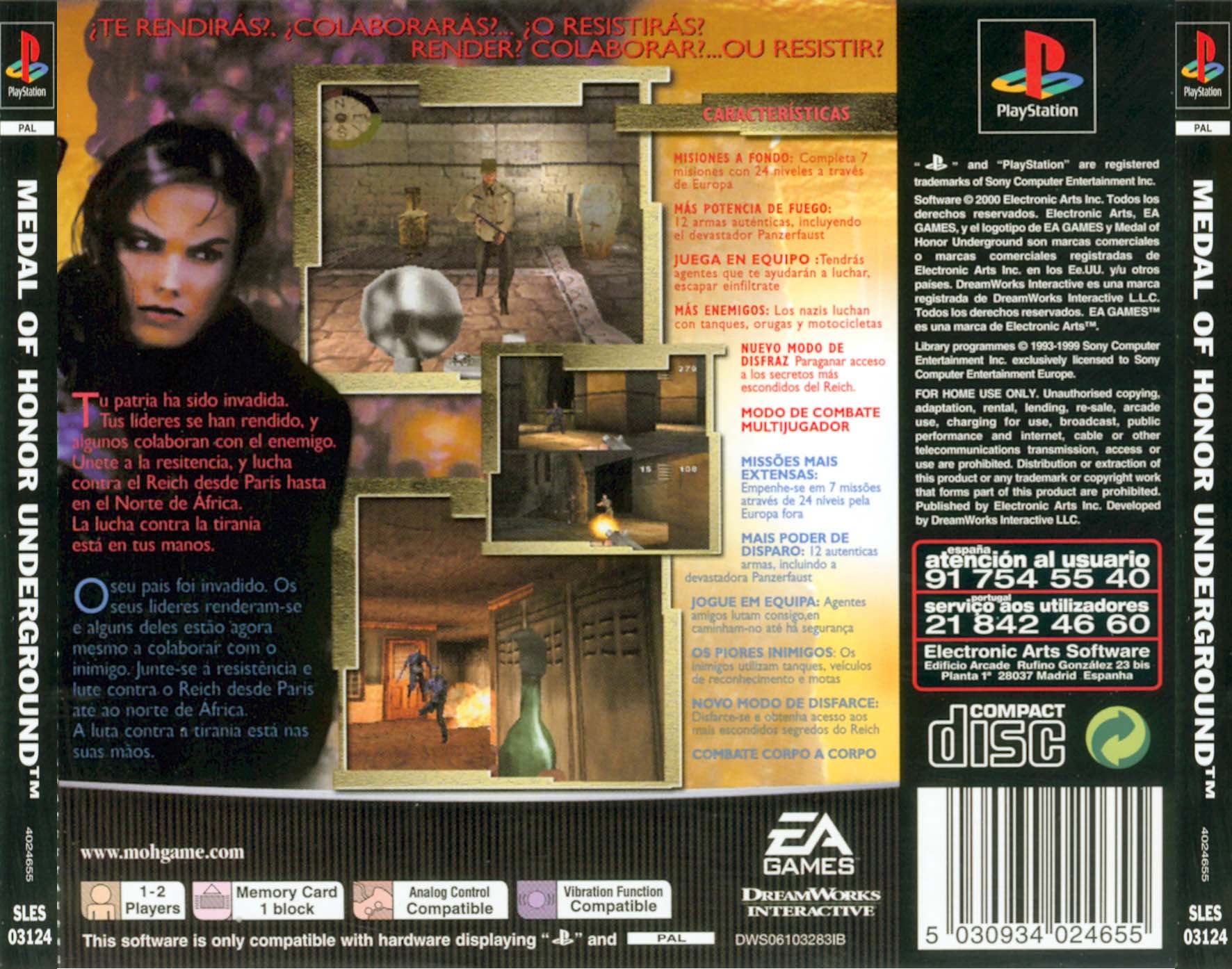 Contraportada de Medal of Honor Underground · EU