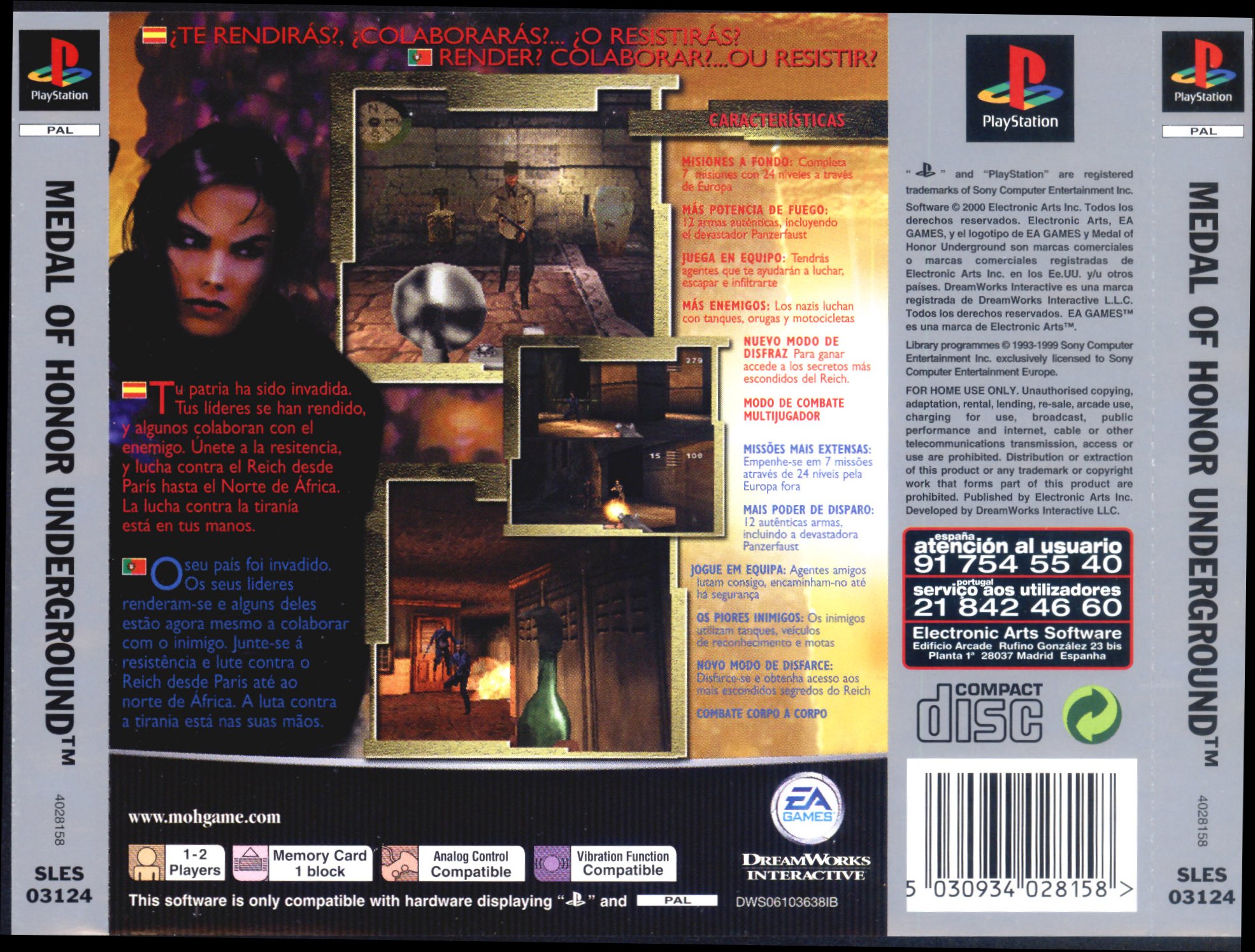 Contraportada · Platinum de Medal of Honor Underground · EU