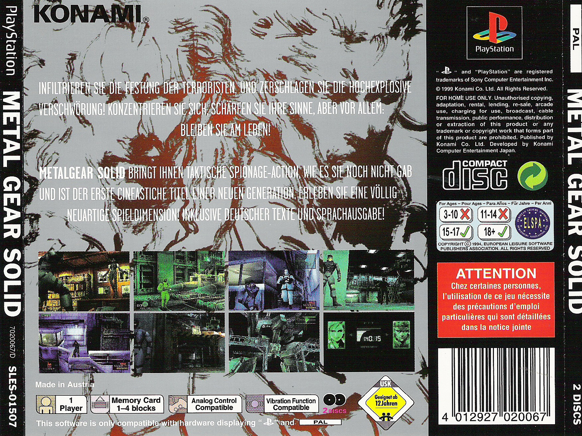 Contraportada de Metal Gear Solid · DE