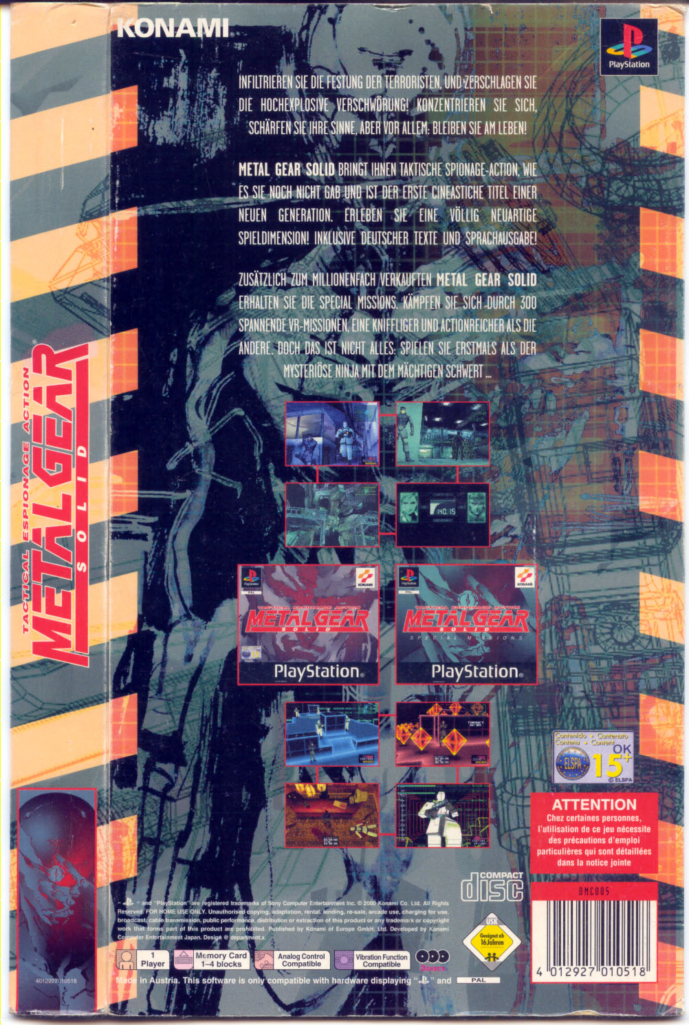 Contraportada de Metal Gear Solid · DE