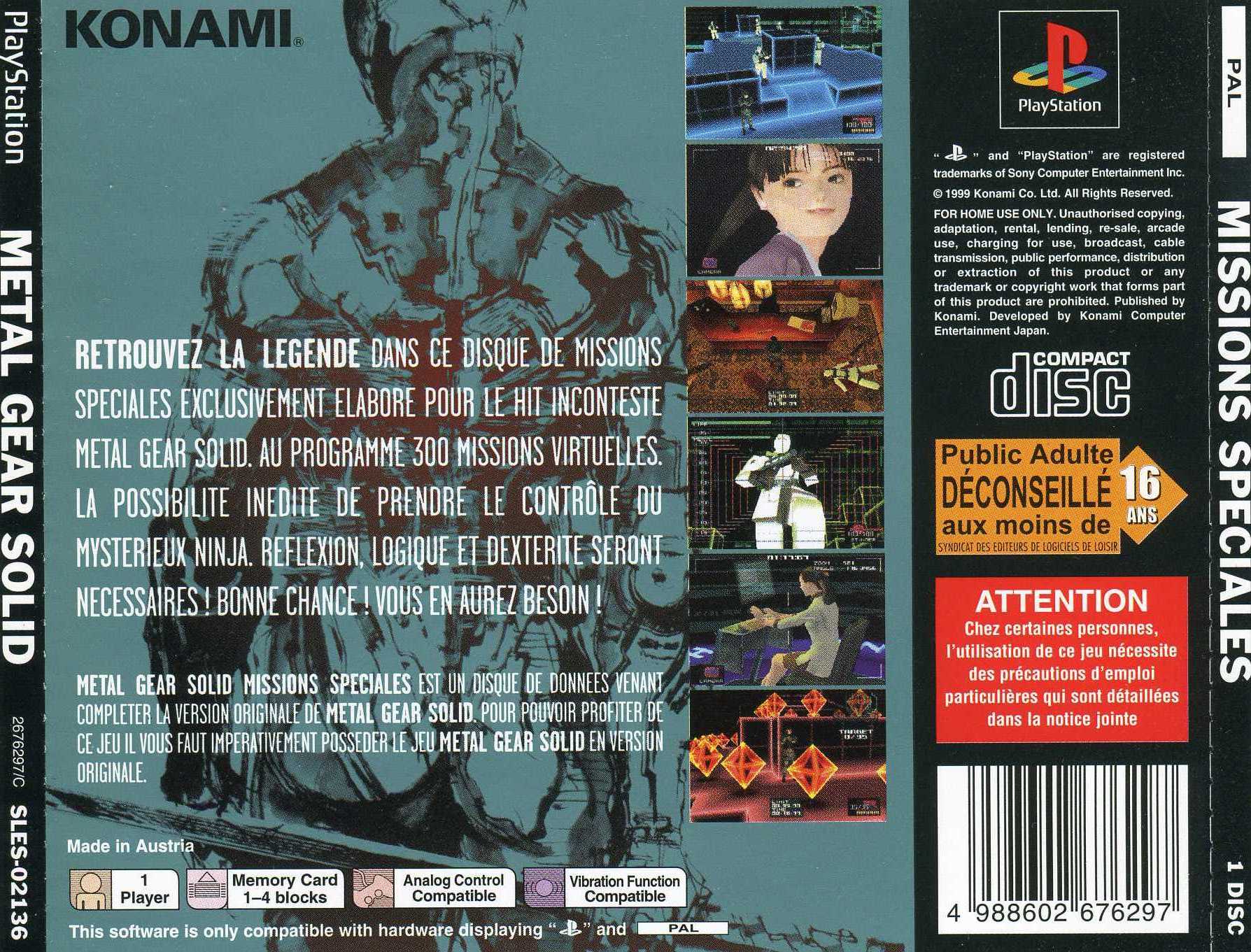 Contraportada de Metal Gear Solid Special Missions · FR