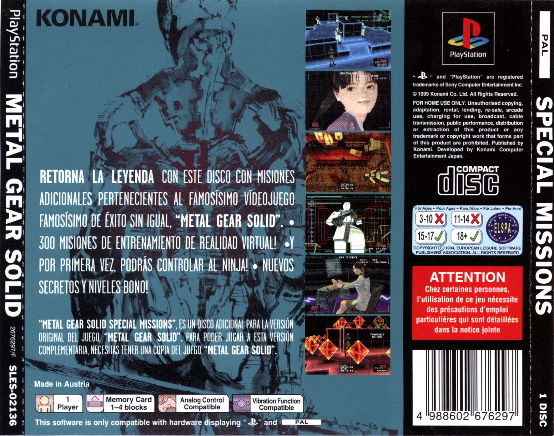 Contraportada de Metal Gear Solid Special Missions · ES