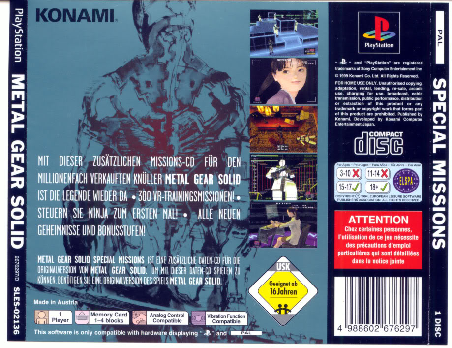 Contraportada de Metal Gear Solid Special Missions · DE