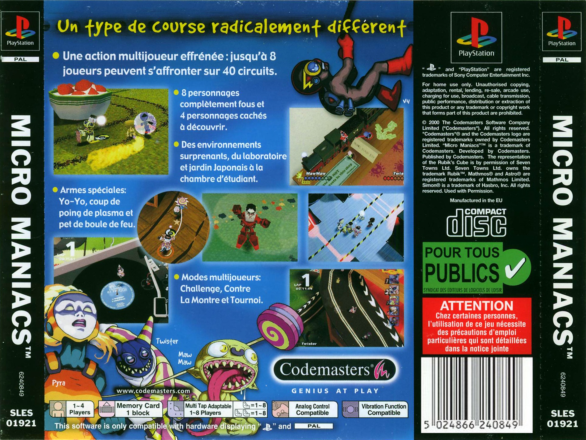 Contraportada de Micro Maniacs · FR