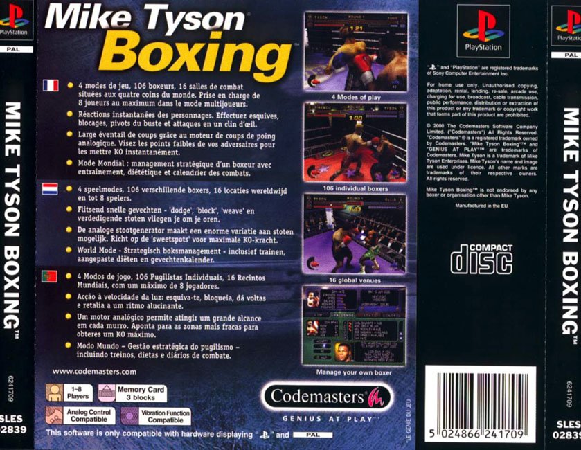 Contraportada de Mike Tyson Boxing · EU