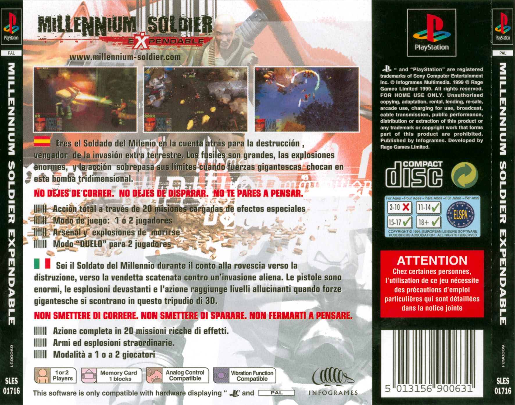 Contraportada de Millennium Soldier Expendable · EU