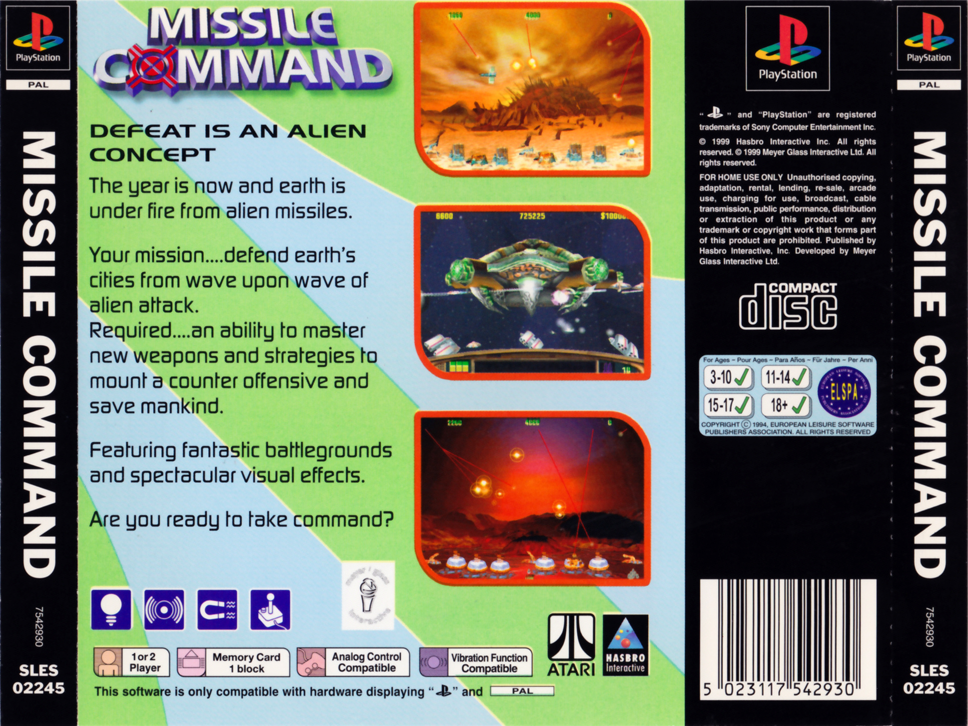 Contraportada de Missile Command · EU