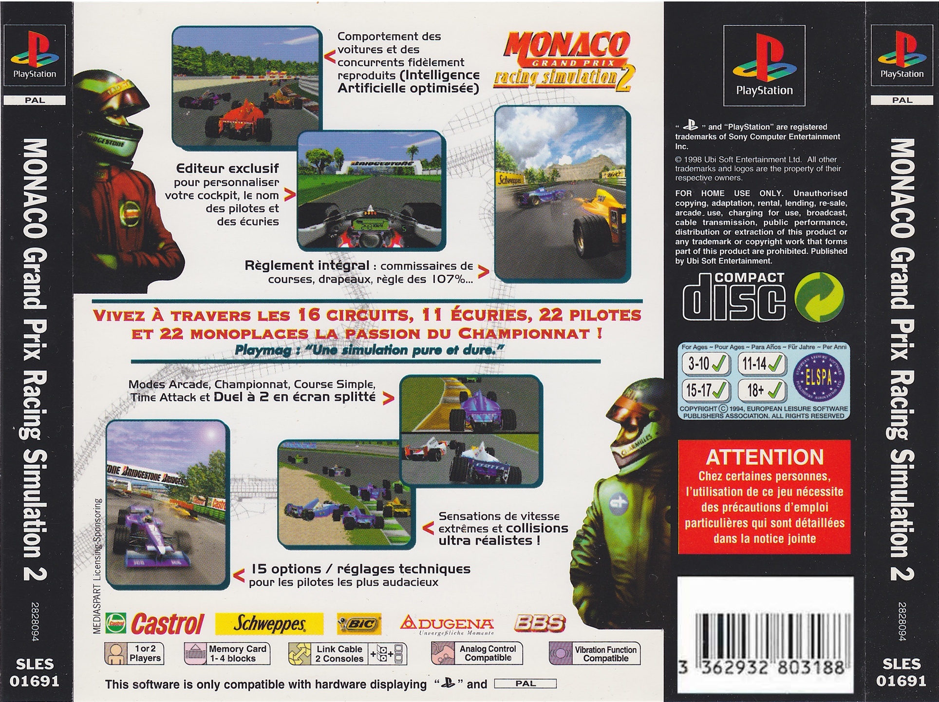 Contraportada de Monaco Grand Prix Racing Simulation 2 · FR