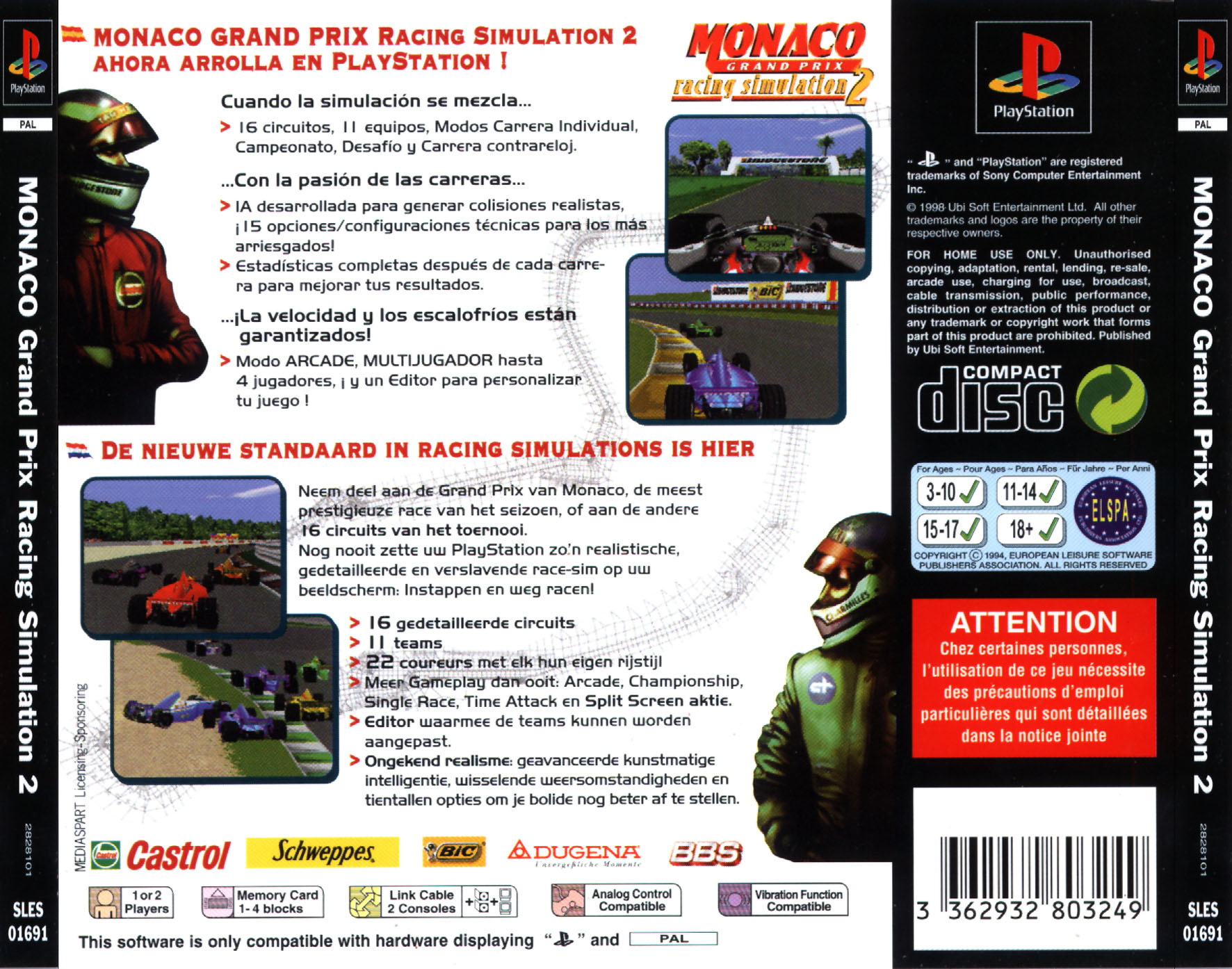 Contraportada de Monaco Grand Prix Racing Simulation 2 · EU