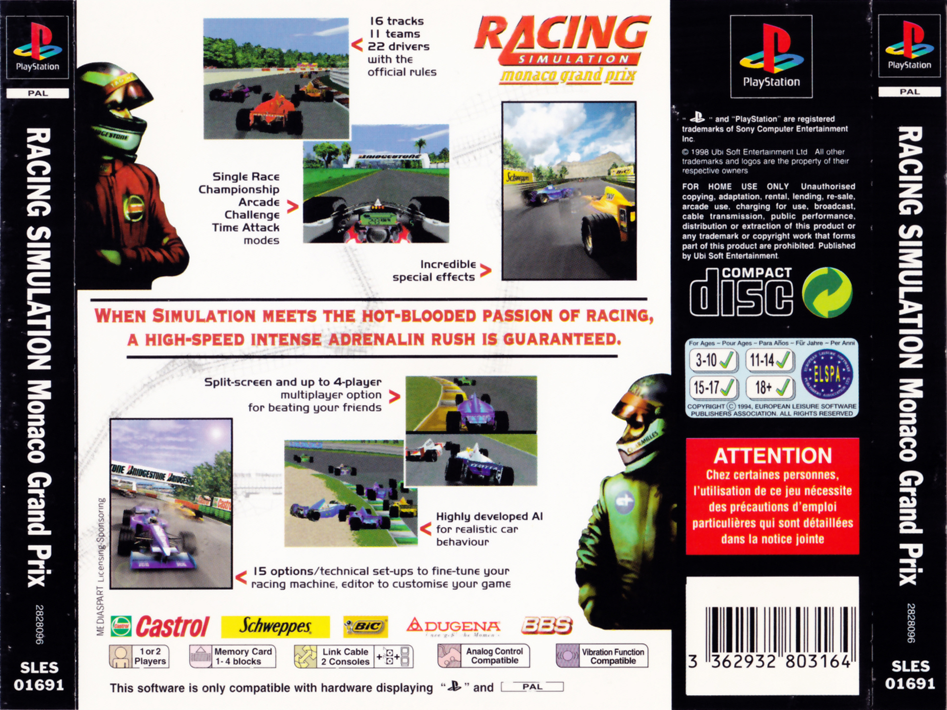 Contraportada de Monaco Grand Prix Racing Simulation 2 · EU