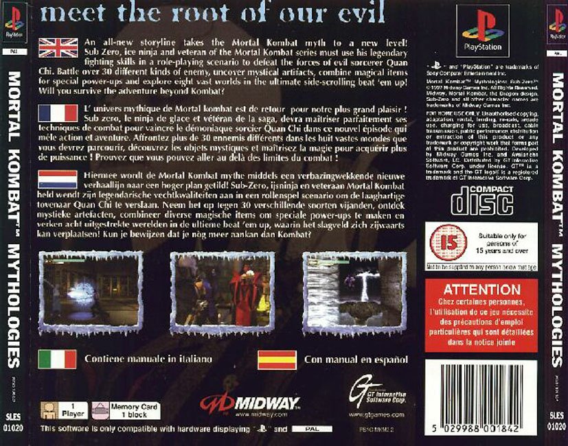 Contraportada de Mortal Kombat Mythologies: Sub-Zero · EU