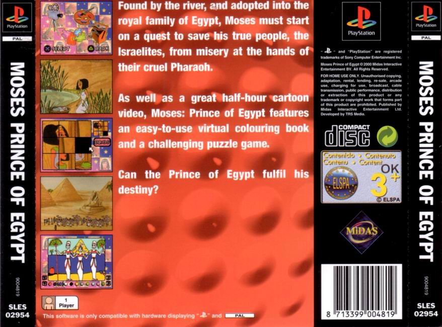 Contraportada de Moses Prince of Egypt · EU