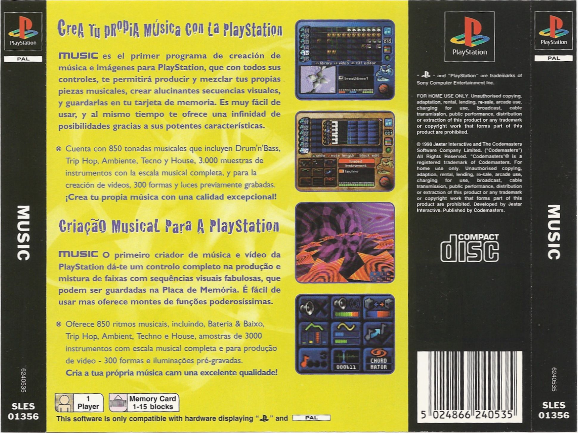 Contraportada de Music - Music Creation for the Playstation · EU