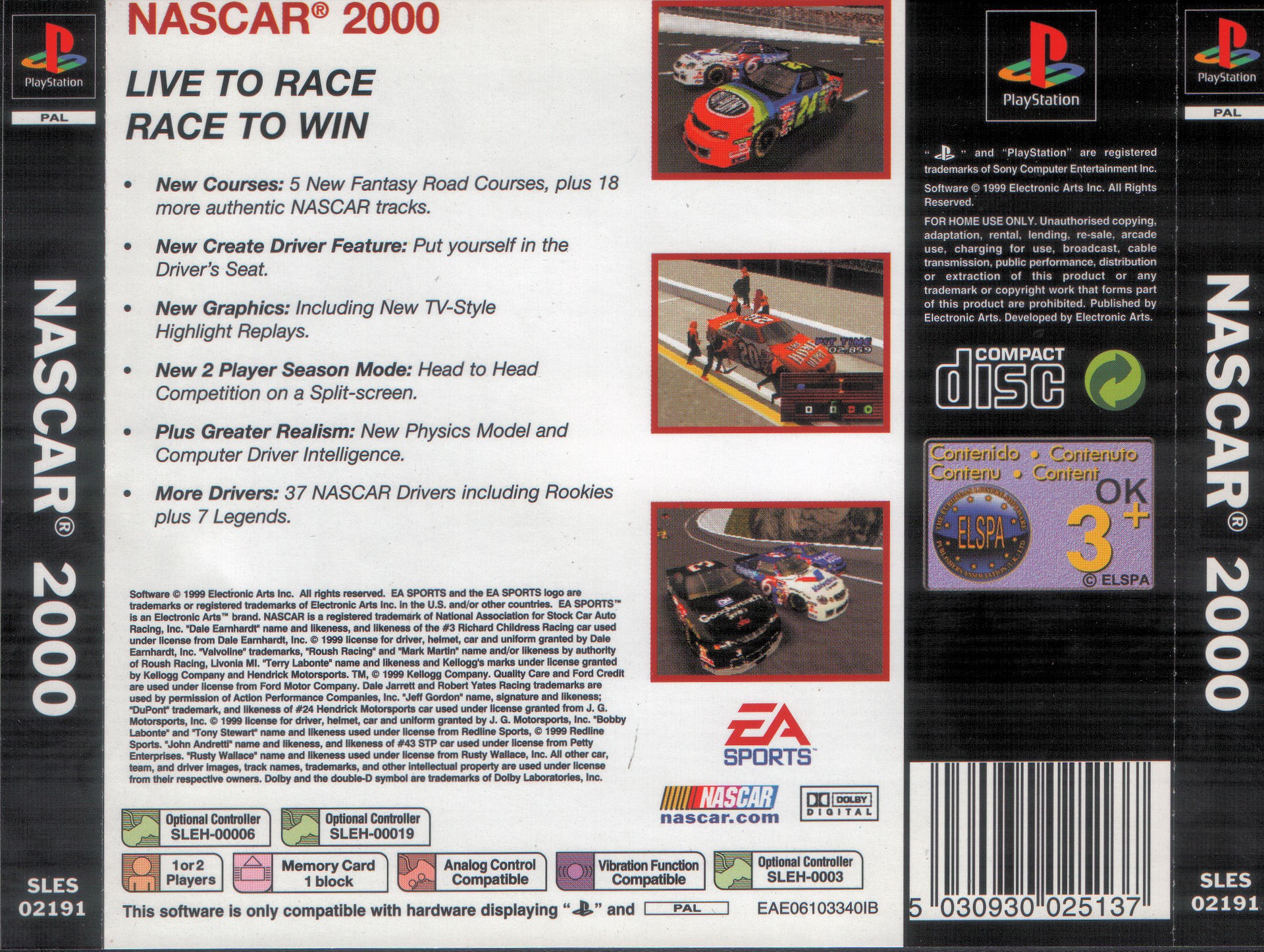 Contraportada de NASCAR 2000 · EU