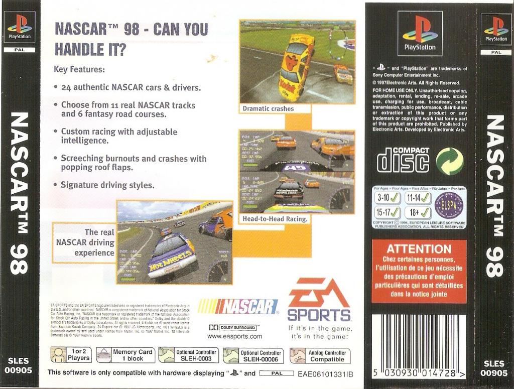 Contraportada de Nascar 98 · EU