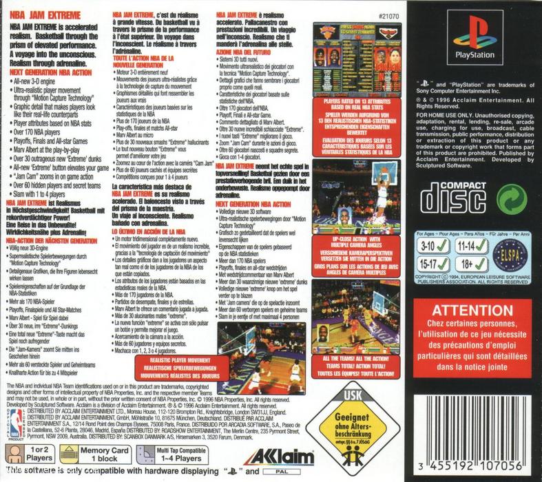 Contraportada de NBA Jam Extreme · EU