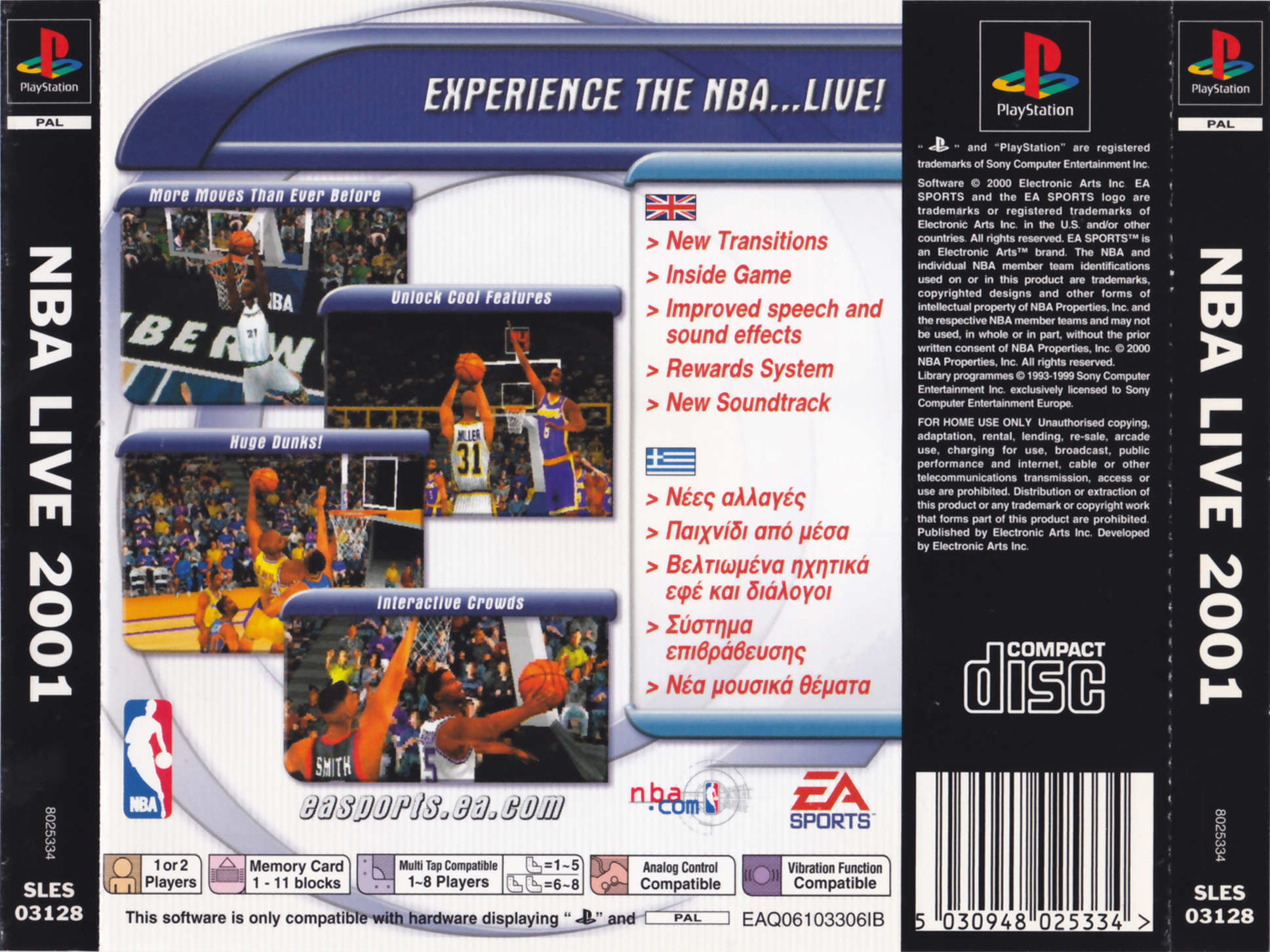 Contraportada de NBA Live 2001 · EU