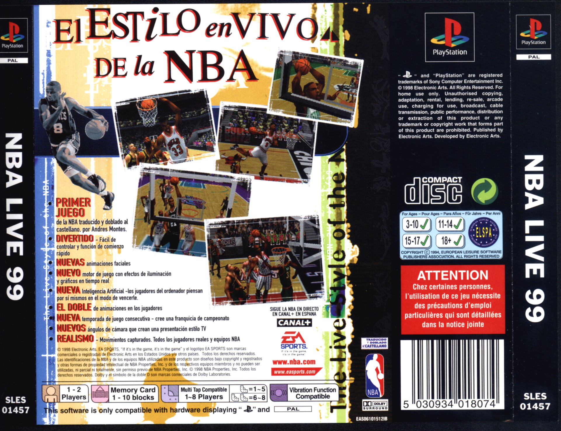 Contraportada de NBA Live '99 · ES
