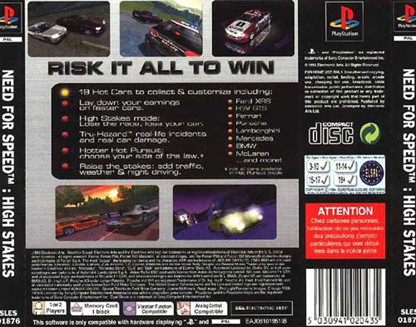 Contraportada de Need for Speed - High Stakes · EU