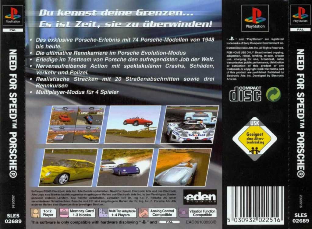Contraportada de Need for Speed - Porsche 2000 · DE