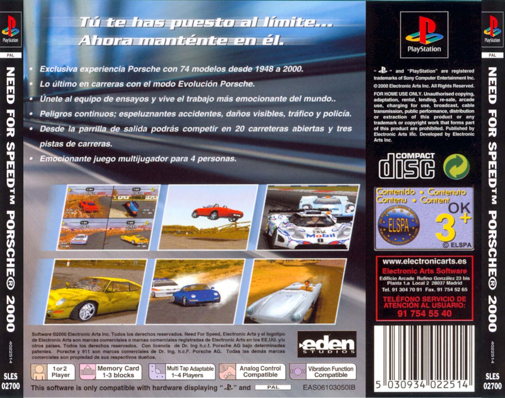Contraportada de Need for Speed - Porsche 2000 · ES
