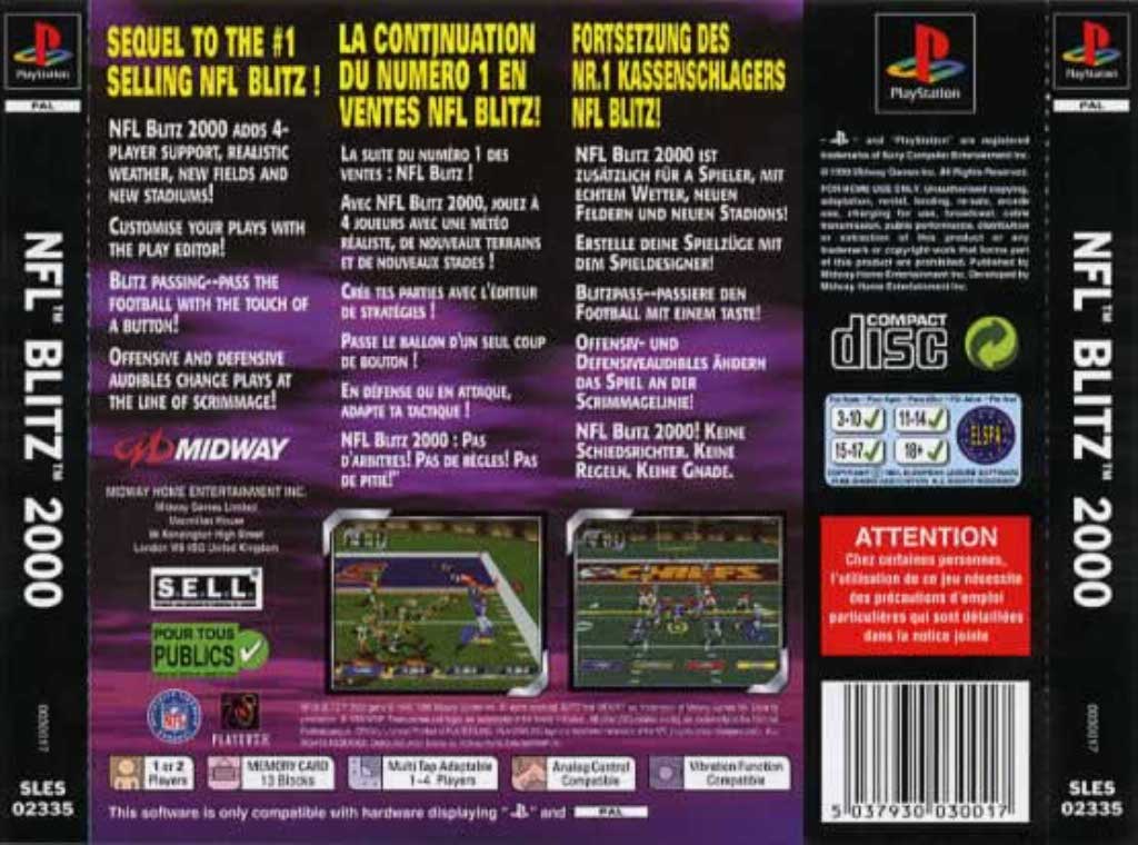 Contraportada de NFL Blitz 2000 · EU