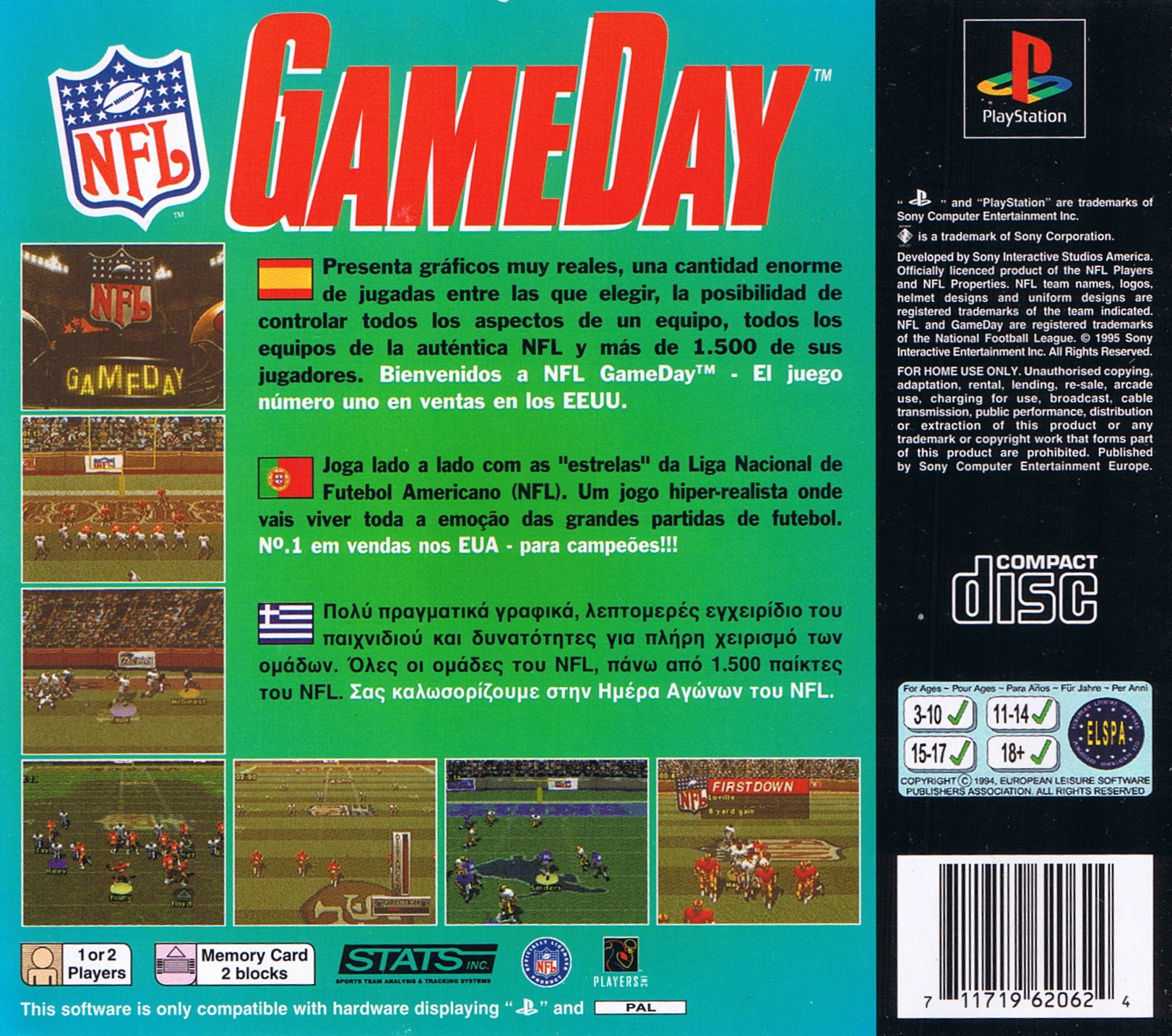 Contraportada de NFL GameDay · EU
