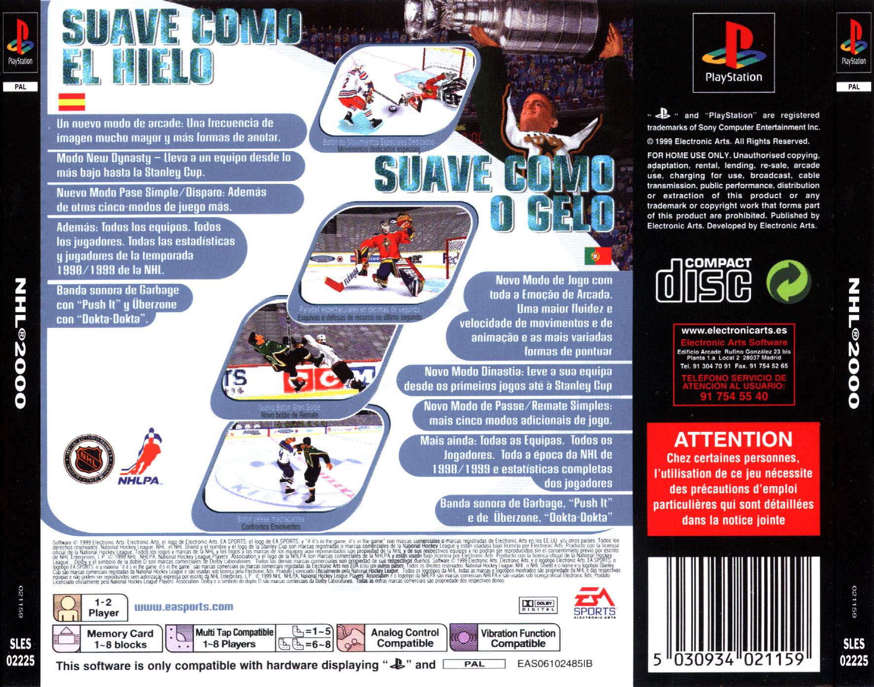 Contraportada de NHL 2000 · EU