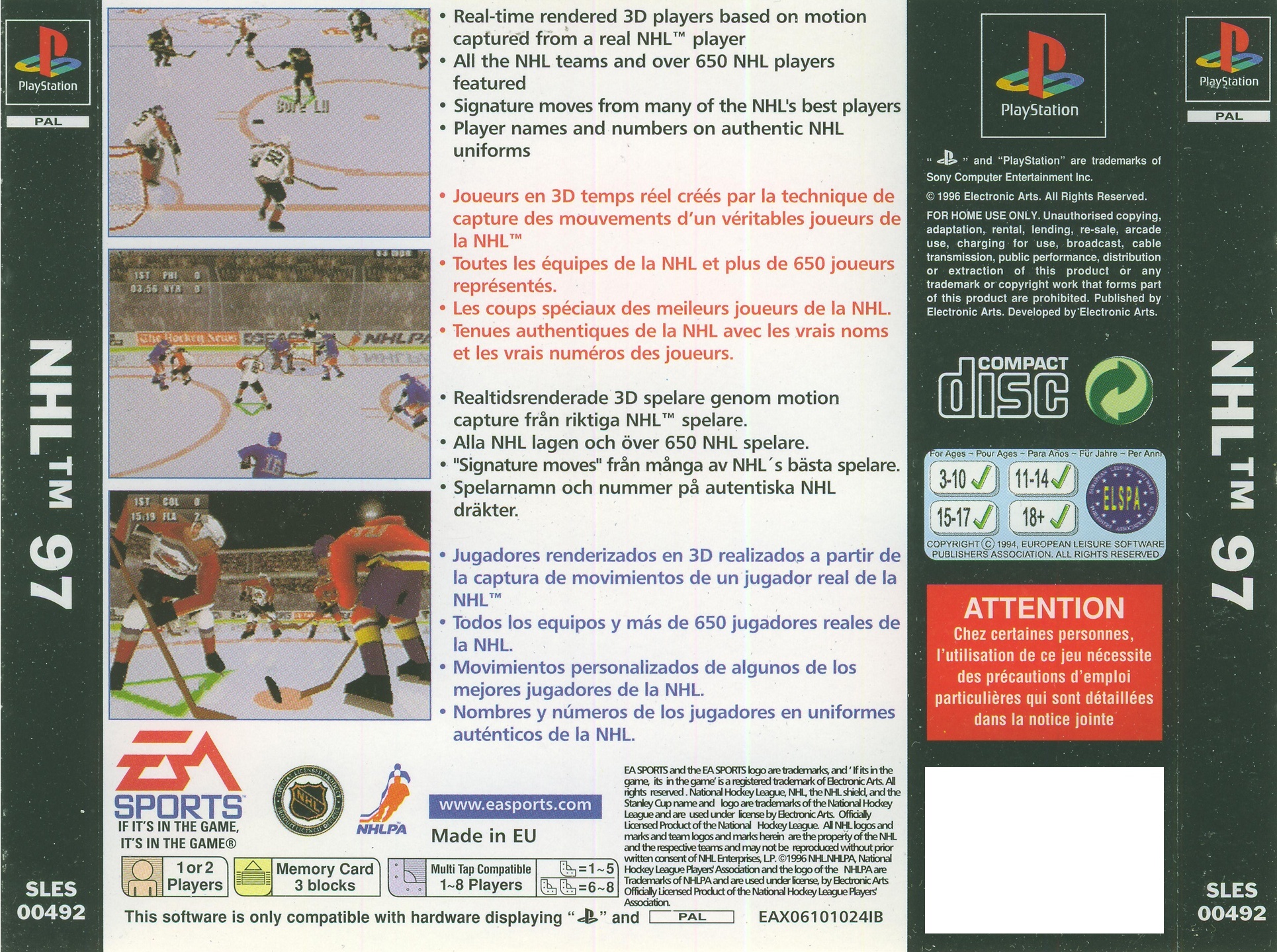 Contraportada de NHL 97 · EU